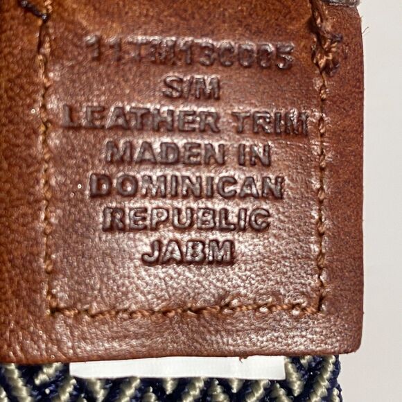 Tommy Bahama Leather Trim Woven Stretch Belt Blue Tan Braided Elastic Size S/M - Picture 4 of 9